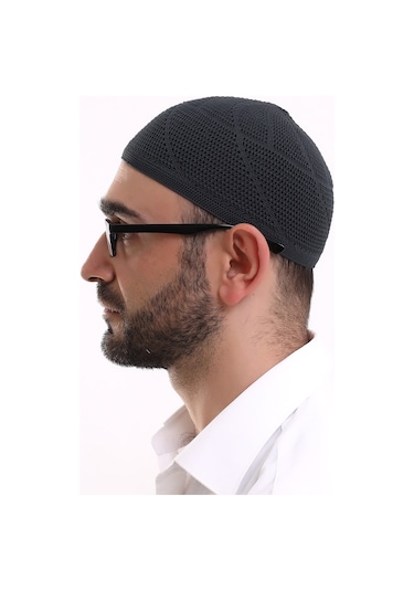 Dantel Pamuklu Triko Makine Örme Takke Siyah