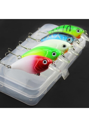 Maiyame 5 Adet Abs Crankbait Balık İğnesi Seti - Canlı Yüzme Hareketi, Renkli, Çift Üçlü İğneler Ve Bölmeli Kutu İle