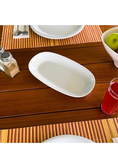 Alezy 607 Göreme Melamin Termostar Kayık Tabak 24x14 Cm Beyaz