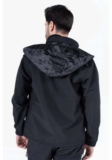 Gizli Kapüşonlu Softshell Mont Siyah