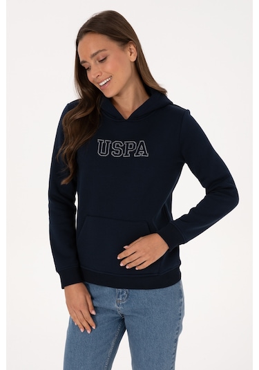 U.S. Polo Assn. Kadın Lacivert Şardonlu Kapüşonlu Basic Sweatshirt 50313566-VR033 U.S. Polo Assn. Kadın Lacivert Şardonlu Kapüşonlu Basic Sweatshirt 50313566-VR033