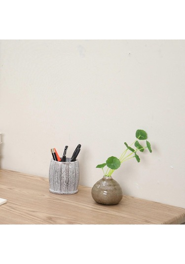 Ganzhoushop 2x/set Kalem Saklama Düzenleyici Şık Ahşap Kalemlik Ofis Masası Düzenleyici Makyaj Fırçası Saklama Kutusu Kalemlik Hediye Beyazretro