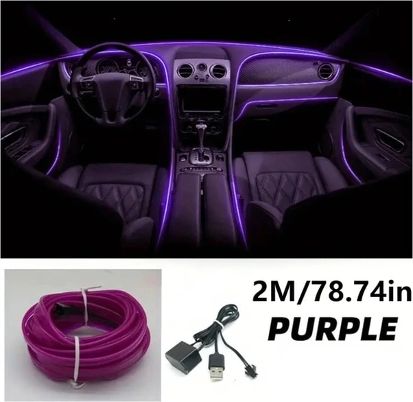 Trendooze Turcoshop11 Mor 78.74 İnç Usb Araç İçi Led Dekorasyon Şeridi
