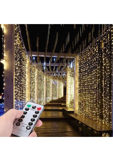Konesam Usb Kumandalı Led Pencere Perde Işığı 3x2m 200 Renkli Işık, Noel Düğün Partisi Dekorasyonu, Ip44 Su Geçirmez