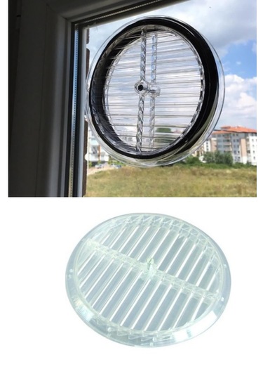 Doğalgaz Kombi Havalandırma Yuvarlak Mutfak Cam Menfezi Şeffaf 18 Cm Hava Akış Kanalı Güvenlik