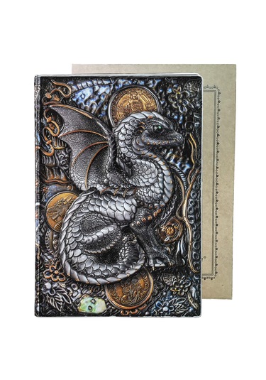 Hediyelik Beyaz Ejder Kabartmalı Defter