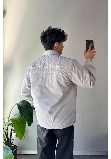 Flaw Hardstone Nakışlı Oversize Ceket Gri Gri