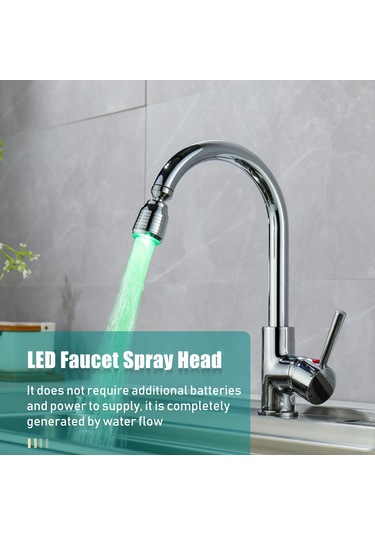 Kangvka Led Vanada Kran Başlığı, Su Basıncı İle Çalışır, 7 Renkli Işık, 360 Derece Döner, Mutfak/banyo Kullanıma Uygun Diğer