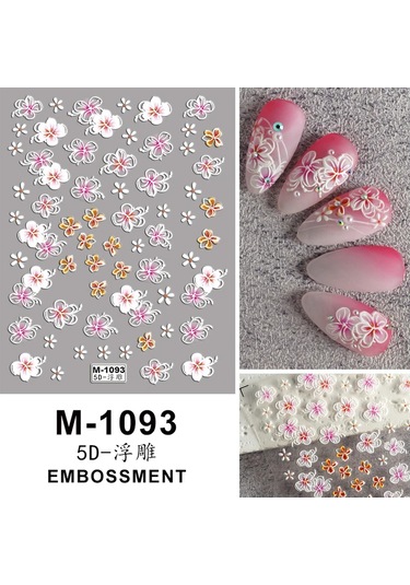 Nail Art Etiketler Çıkartmaları 5d Kabartmalı Kendinden Yapışkanlı Karikatür Çiçek Kelebek Yıldız Tırnak Çıkartmaları Karışık Renkler