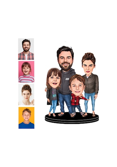Kişiye Özel 4 Kişilik Aile Figürlü 3d Ahşap Biblo,sevgiliye -