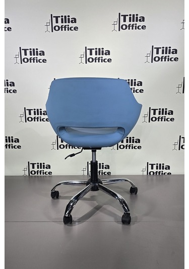 Monaco Çalışma Kesim Koltuğu Yonca Tekerlekli Krom Ayak Açık Mavi