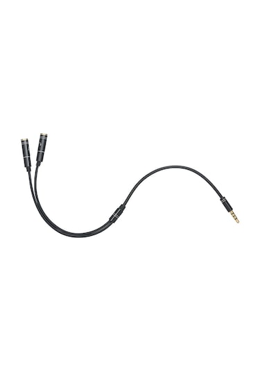 Vkemall 3.5mm Ses Bölücü Kablo, 30cm Uzunluk, Çift Çıkışlı, Siyah Renk, Taşınabilir Ses Bağlantısı
