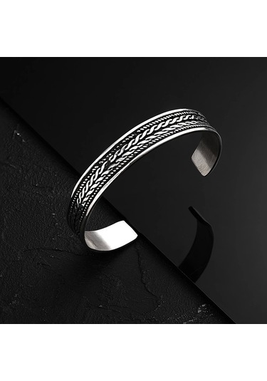 925 Ayar Gümüş Unısex Kelepçe Bileklik Gümüş