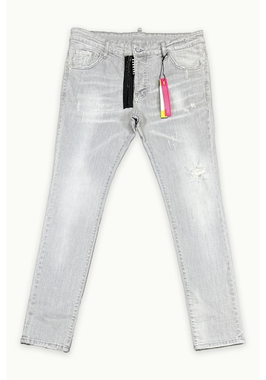 Barmore Grey Wash Jean Badge Patch Erkek Gri