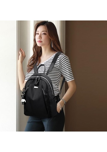 Tongxida Moda Büyük Kapasiteli Kadın Seyahat Öğrenci Su Geçirmez Siyah Sırt Çantası Siyah