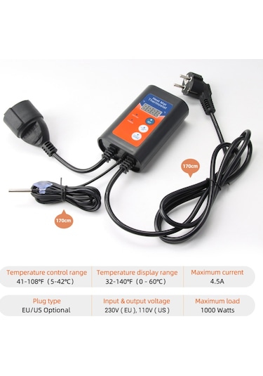 Mufunye 1000 W 230V 41-108 Led Ekranlı Dijital Isı Matı Termostatı Sıcaklık Kontrol Cihazı