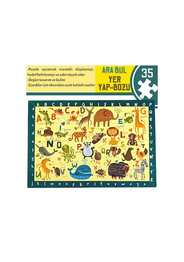 Doerkids Baby Puzzle Hayvanlar İngilizce Alfabe Eğitici Puzzle