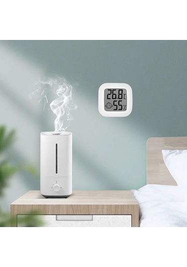 Aubyhe Mini Nem Ve Sıcaklık Ölçer, Yüksek Hassasiyetli Sensör, -10 -70 , 10%rh-99%rh, Pil Dahil, Beyaz