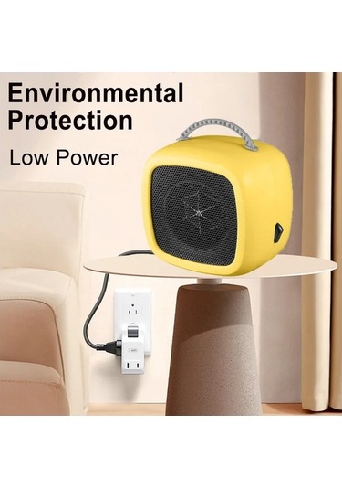 Trendooze Mini Masaüstü Fan Isıtıcı Düğme Anahtarı Saplı Ev Isıtıcı 10cm Beyaz