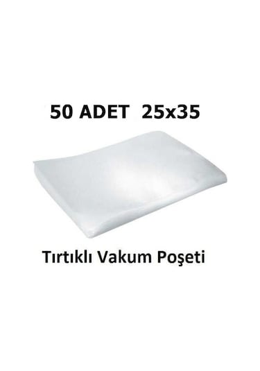 Tırtıklı Vakum Makinesi Poşeti Torbası- 25X35 Cm - 50 Adet