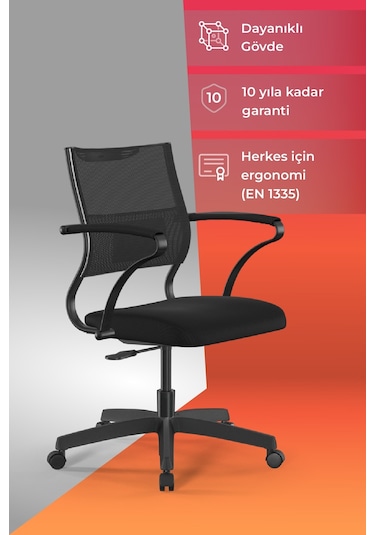 Ergolife Sit Air Ofis Koltuğu Tekerlekli, Yükseklik Ayarlı, Fileli, Siyah, Bilgisayar Sandalyesi -572.60.1.152 Diğer