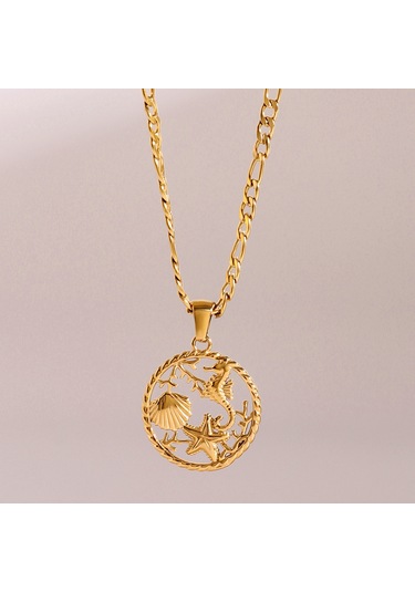 Paslanmaz Çelik Okyanus Serisi Kolye Yüksek Kaliteli İns Mücevher 18 Ayar Altın Kaplama Deniz Kabuğu Kolye Ucu Diğer