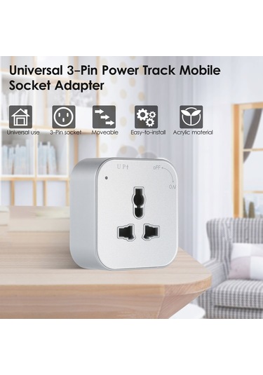 Monyee Güç Ray Sistemi İçin Uçaklı 3-pin Evrensel Soket, Akrilik Malzeme, Esnek Kullanim, Gümüş Renk Gümüş