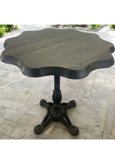 Cafe Masa Köknar Kütük Masa 80 Çap Ceviz - Siyah