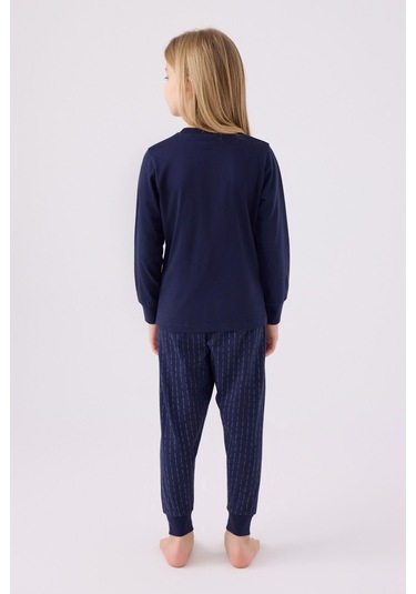 Kız Çocuk Lacivert Uzun Kol Pijama Takım Lacivert