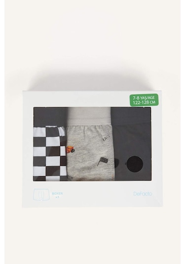 Defacto Araç Baskılı Penye 3lü Boxer Erkek Çocuk H1601a826smbk81 Siyah-bk81