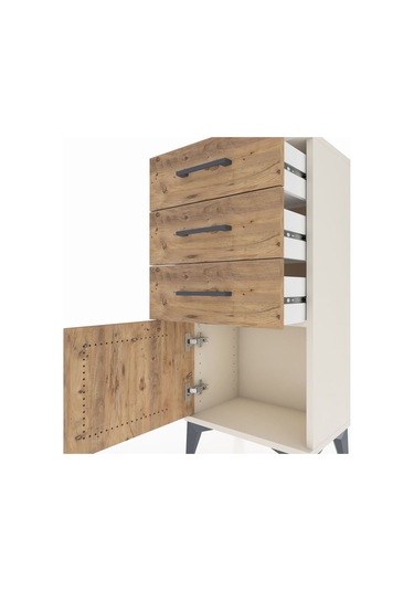 Arges Komodin 3 Çekmeceli Tek Kapaklı 44x30x96 Aytaşı-çam Aytaşı