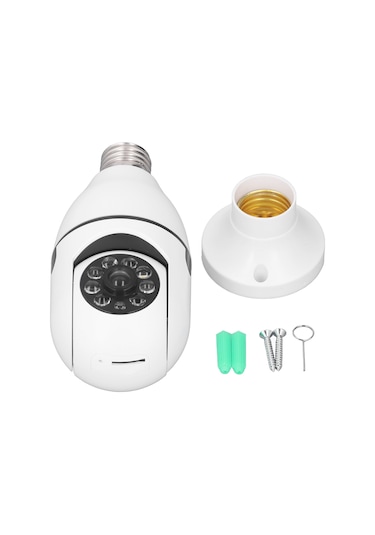 Qingmipy E27 Tabanlı İç Mekan Güvenlik Kamerası, Kablosuz Wifi, 360 Derece Görüş, 20m Gece Görüşü, Sesli Konuşma, 100w, 110-240v