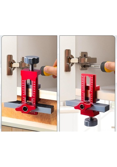 Gajeena Alüminyum Çok Amaçlı Dolap Kapısı Montaj Aleti - Profesyonel Ahşap İşleme Ve Delme Aracı - Kırmızı Standart Model