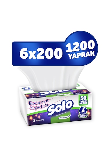 Solo 6'lı Çek-al Kağıt Mendil 900 Yaprak +300 Yaprak Hediye