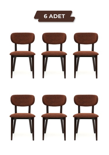 Rapsodi Ceviz Ahşap 6'lı Mutfak Salon Yemek Odası Sandalyesi