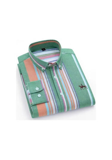 Dval2024 Erkek Pamuklu Çiçek Desenli Uzun Kollu Gömlek - Rahat At İşlemeli Modellerfildişi Fildişi