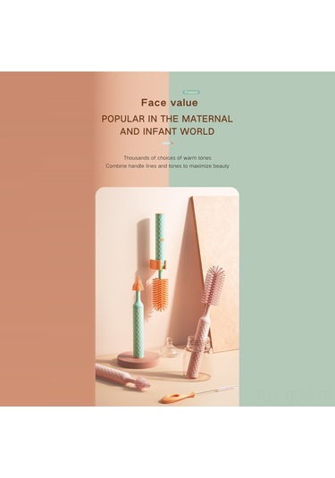 Qingmipy Usb Şarjlı Bebek Biberon Temizleme Fırçası Seti - Hızlı Ve Derin Temizlik İçin Silikon Başlıklı 5 Parça Pembe