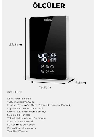 Dijital Akıllı Şofben - Duş Başlığı li