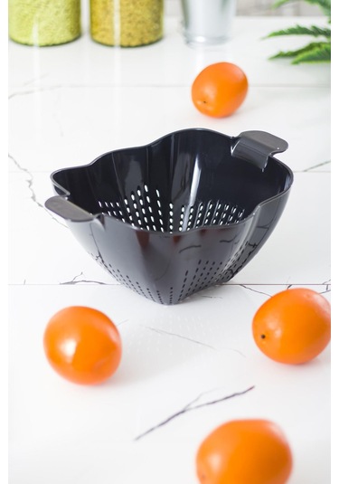 Akrilik Siyah Makarna Süzgeçi & Sebze Meyve Süzgeçi Siyah 32 23 Cm Diğer