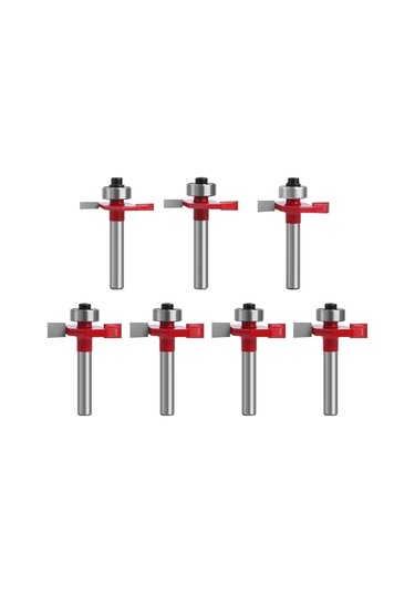 Dofolink Ahşap İşleme T-tipi Toplu Bıçağı Seti 8 Parça - Kenar Düzenleme Ve Yuva Kesme - 1/4 Uç, 1/2 Genişlik