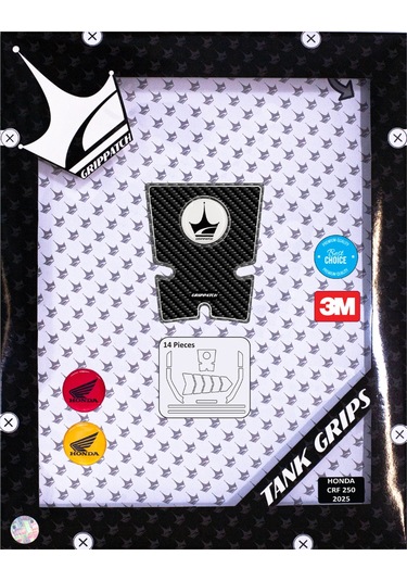 Honda Crf250 2025 İle Uyumlu Kaydırmaz 6d Karbon 14 Parça Tank Pad Seti Gc76 KARBON