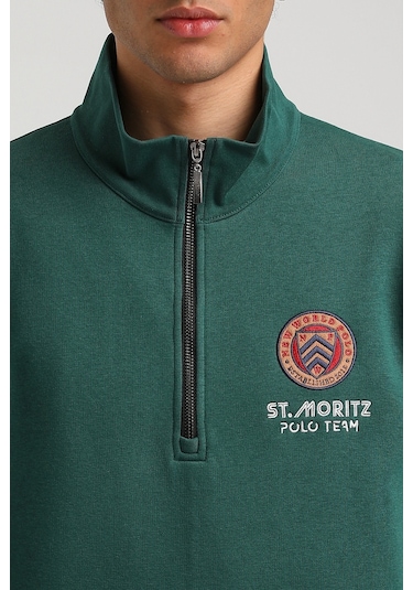 New World Polo Yeşil Slim Fit Half-zip Sweatshirt 23fwm64064-yesıl Yeşil