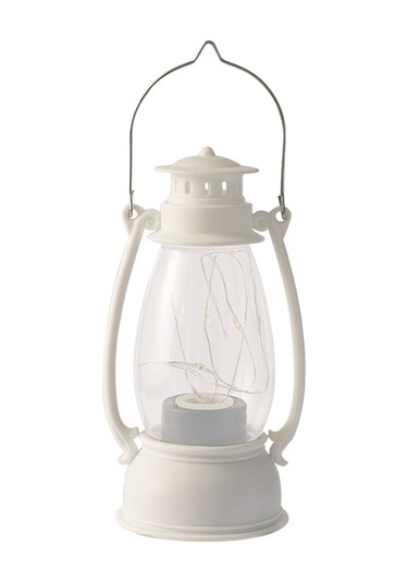 Retro Fener Noel Masa Dekorasyonu Yılbaşı Süs Beyaz