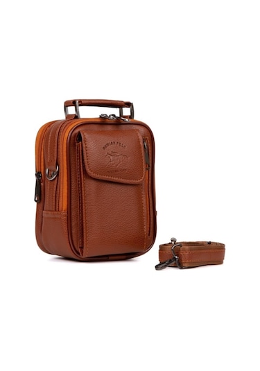 Newish Polo Postacı Kasalı Kapaklı Cepli El Çantası Küçük Boy-suni Deri Taba