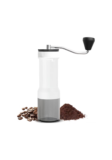 Qingmipy 40 Seviye Ayarlı Manuel Kahve Değirmeni - Paslanmaz Çelik Bıçaklı, Seyahat Ve Kamp İçin Portatif Beyaz