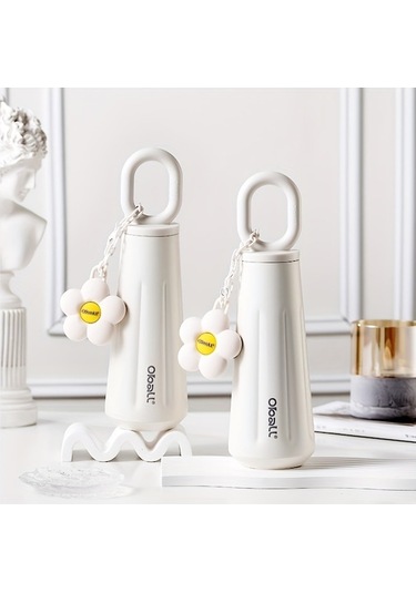 Didadodo Paslanmaz Çelik Su Şişesi, Küçük Kapaklı Spor Termos Beyaz Beyaz