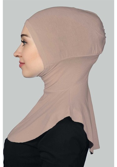 Kadın Tesettür Pratik Boyunluklu Hijab - Sporcu Bone Pudra