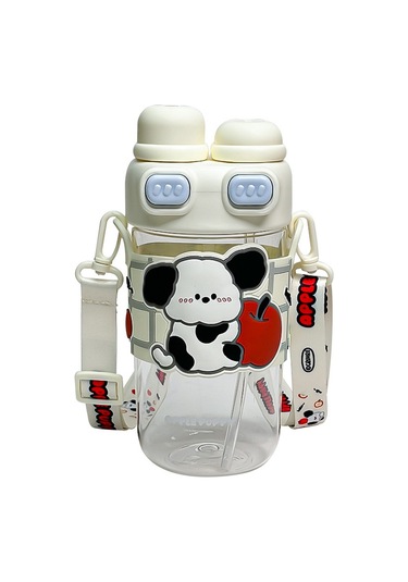 Jian Fan Çiftkapaklı Plastik Hasıriçme Bardağıbeyaz Beyaz