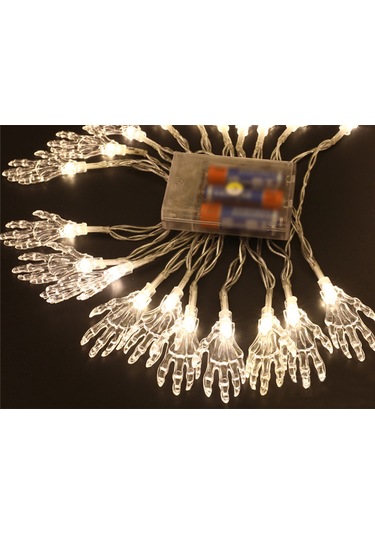 Shineyee Halloween Işıklı Skeleto El, 3m 20led, Sabit Ve Parıltı Modu, Pil İle Çalışır, Dışarıda/içeride Dekorasyon