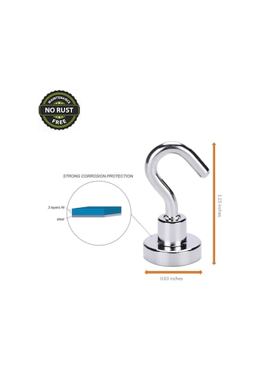 10 Adet 16 MM Pot Mıknatıs - Güçlü Neodyum Askı Kanca Mıknatıs N11.6991